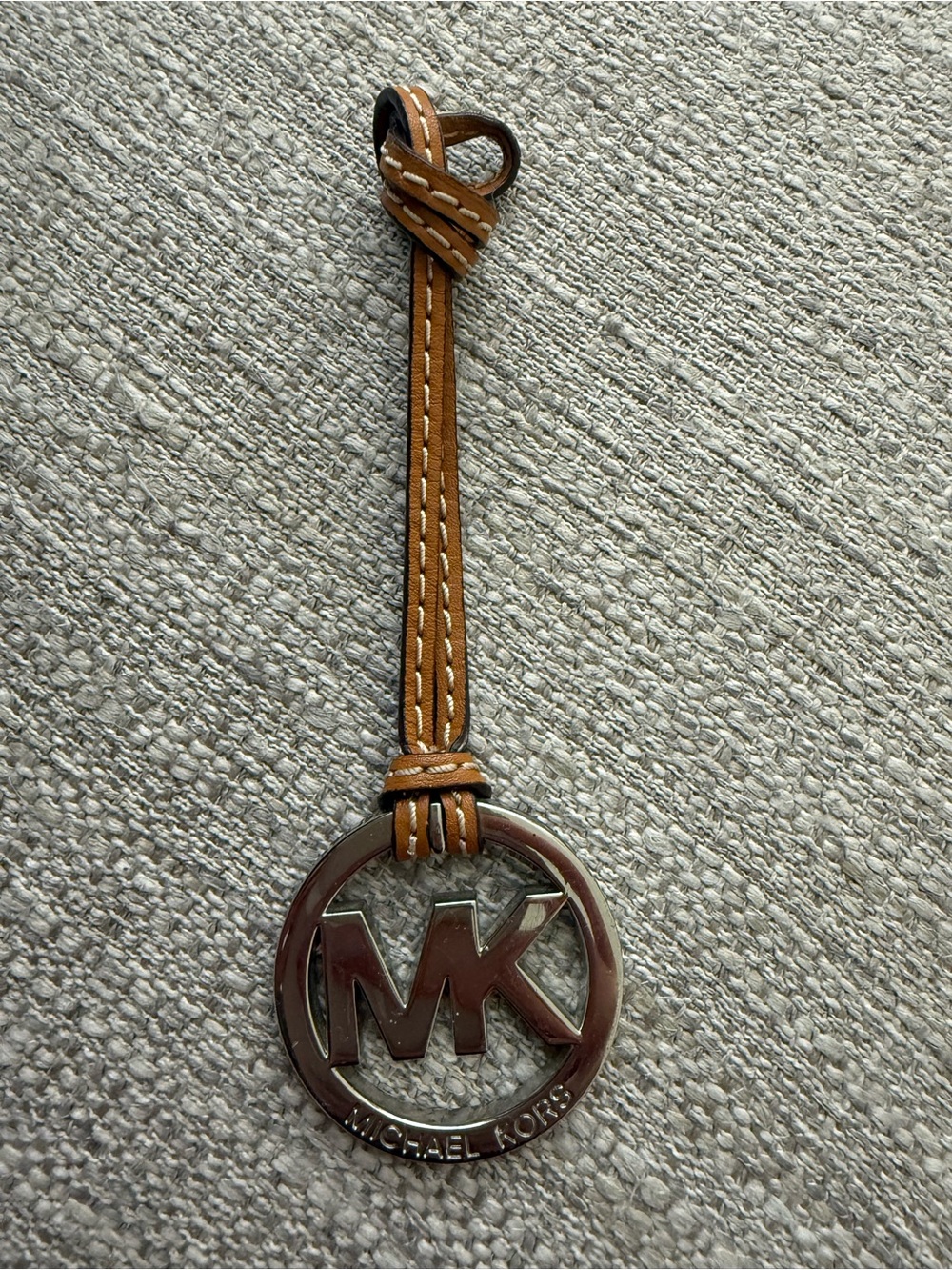 Michael Kors Tan Leather Strap with Rare Silver MK Logo Charm | Vintage | Y2K